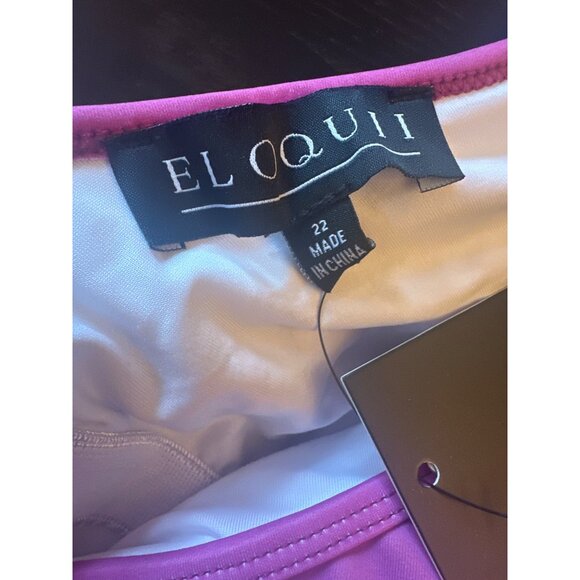 Eloquii Womens Plus Size 22 Striped Pink Ruffled One-Piece Swimsuit - Picture 2 of 6